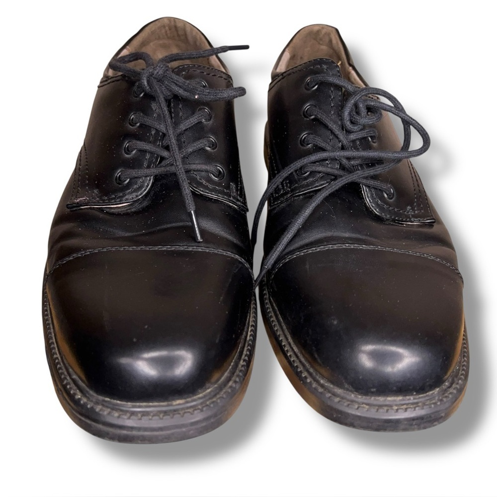 Size 10.5 Merona Mens Black Dress Shoes Classic Faux Leather Vegan Academia